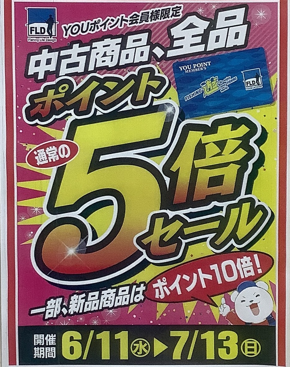 本日6/11（水）よりポイント１０倍５倍セール開催です！